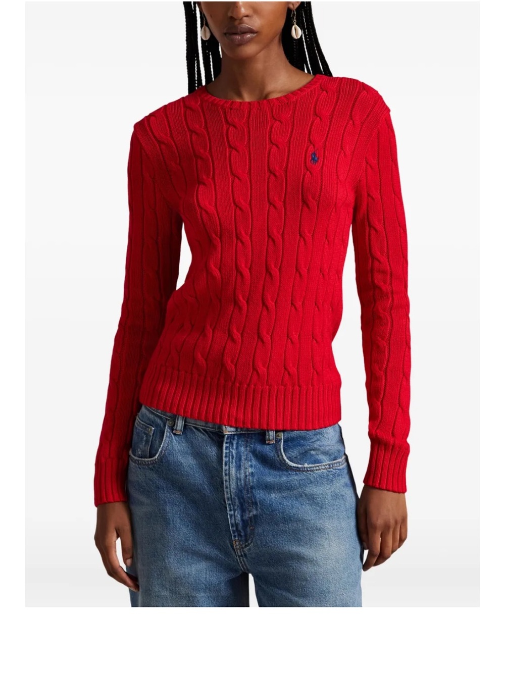 NWT Polo Ralph Lauren Cable Knit Pima Cotton Crewneck Sweater Large HOT DEAL🔥 - Picture 2 of 15